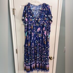 spell silk dress Spell Silk Zoe Gown Blush Pink Textured Polka Dot Gorgeous Layered  Dress Large